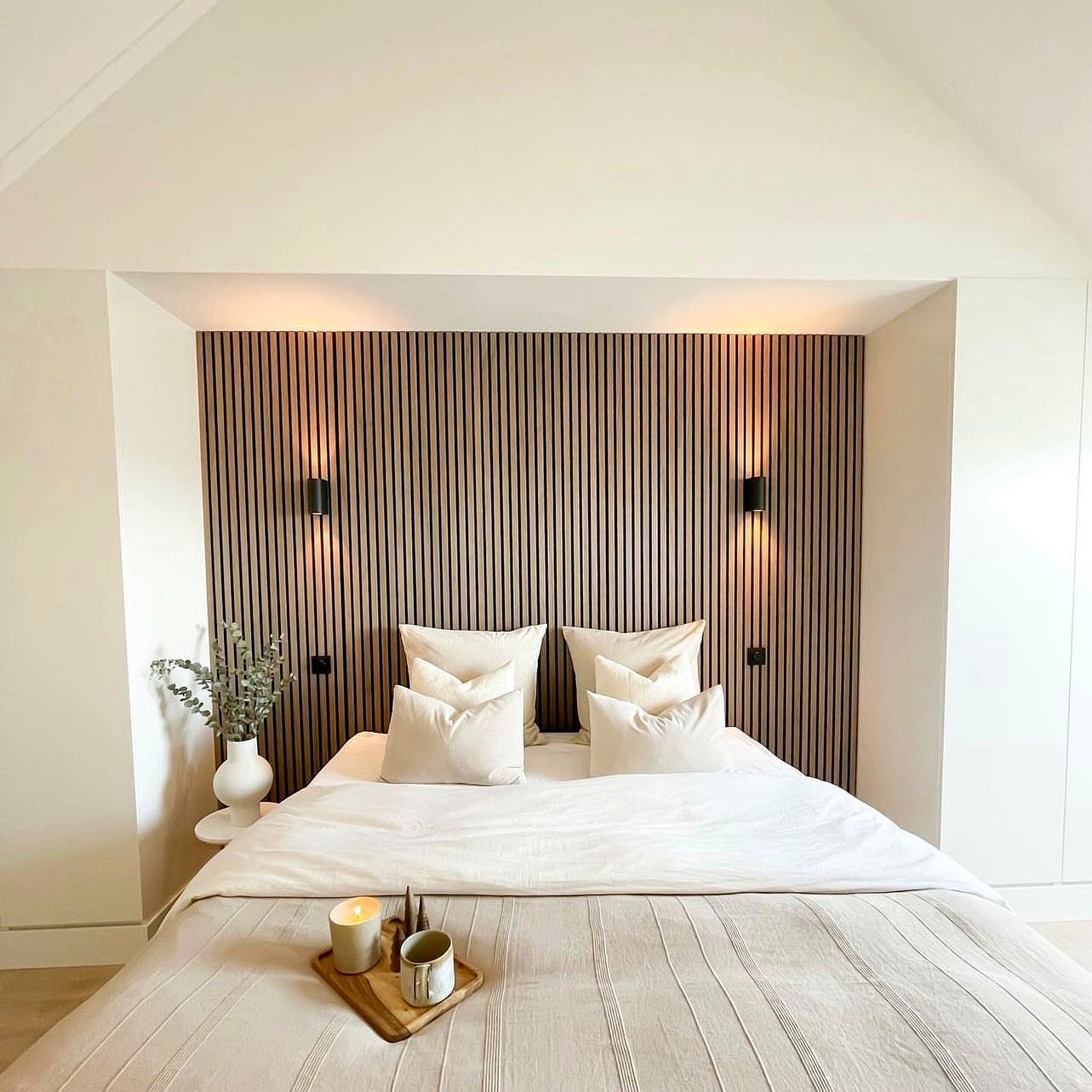 Walnut wood akupanels Elevate your bedroom vibes ï¸