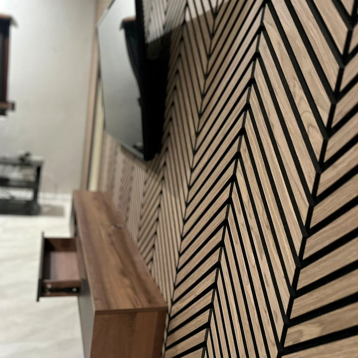 Walnut Acoustic Herringbone Panels