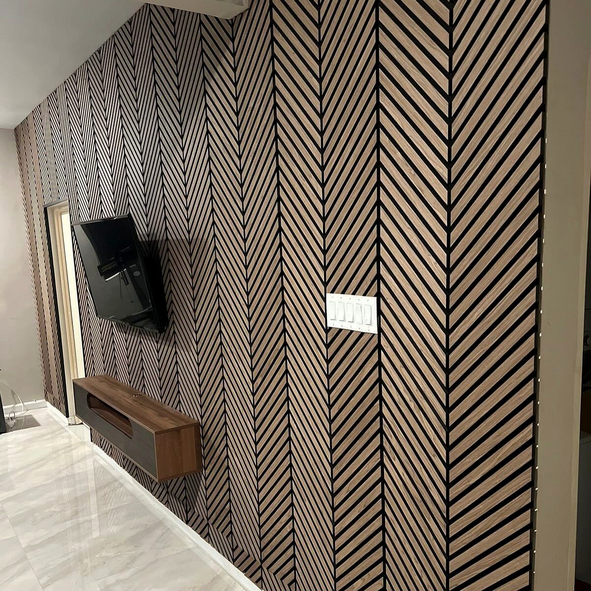 Walnut Acoustic Herringbone Panels