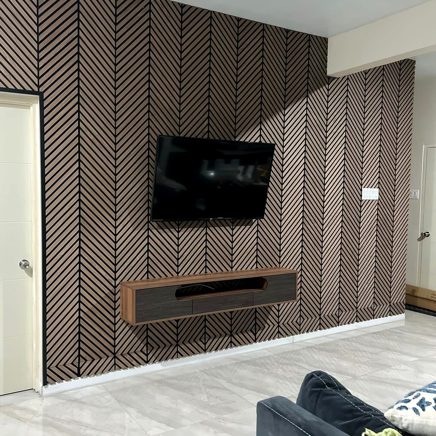 Walnut Acoustic Herringbone Panels