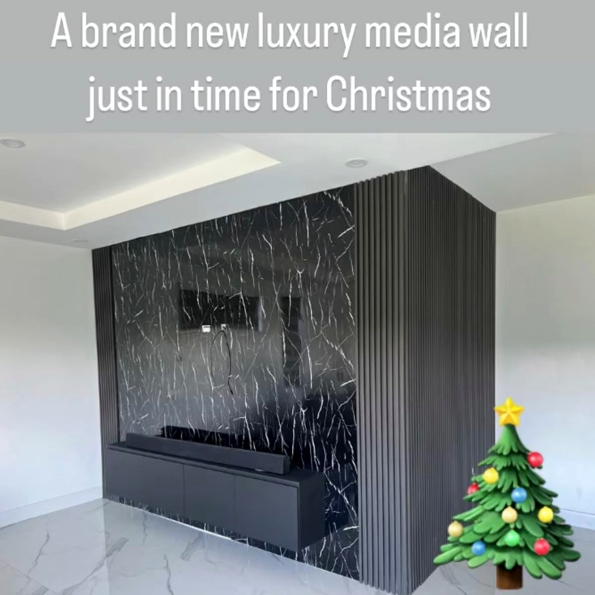 TV accent elevated with our Black marble PVC sheet and Akupa